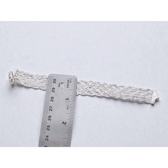 Vintage Italian 925 Silver Braided Chain Bracelet Italy Marked Quality 7" - Picture 5 of 6